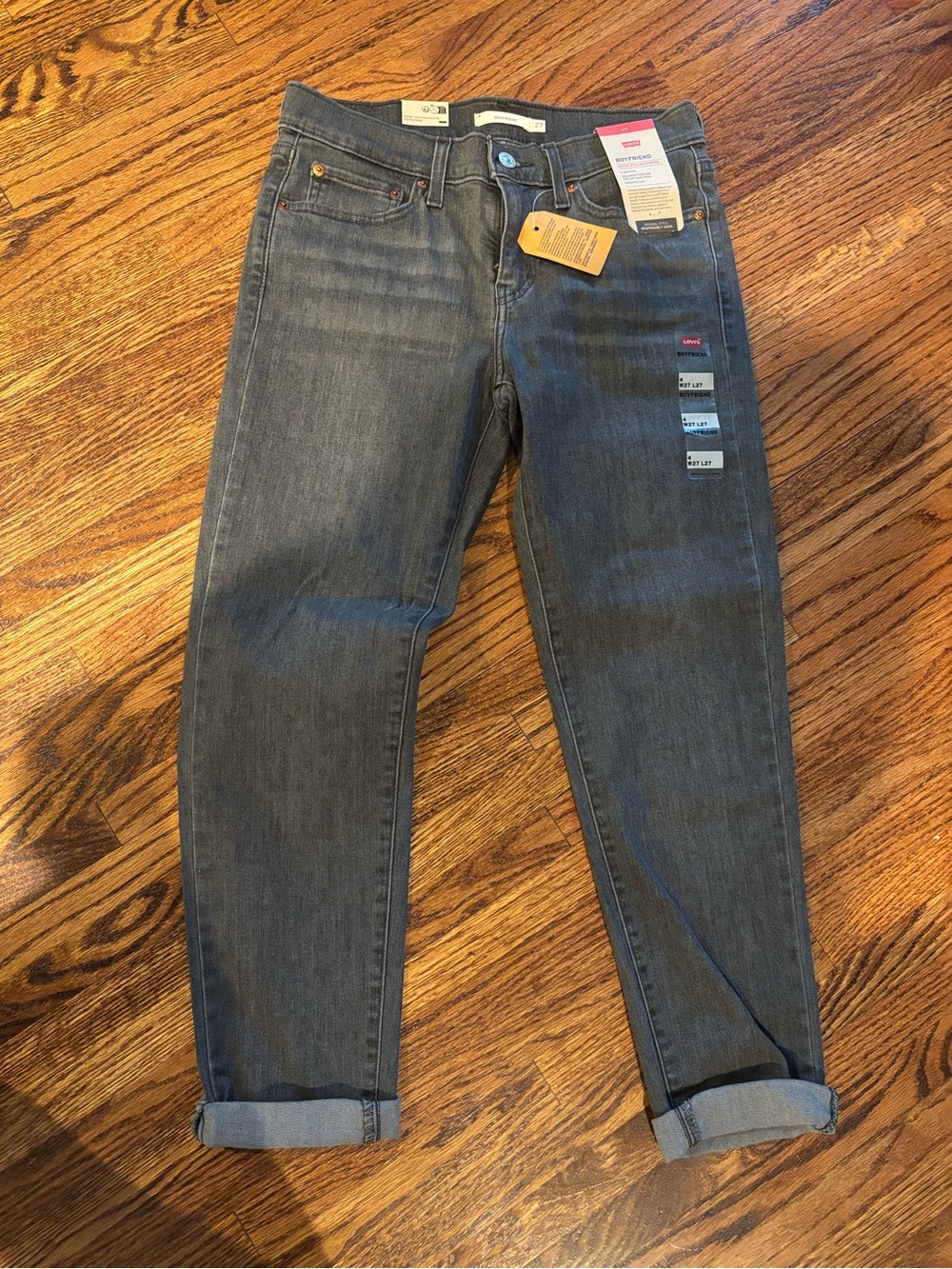 NEW Levi's Women's Boyfriend Gray Jeans 27 x 27